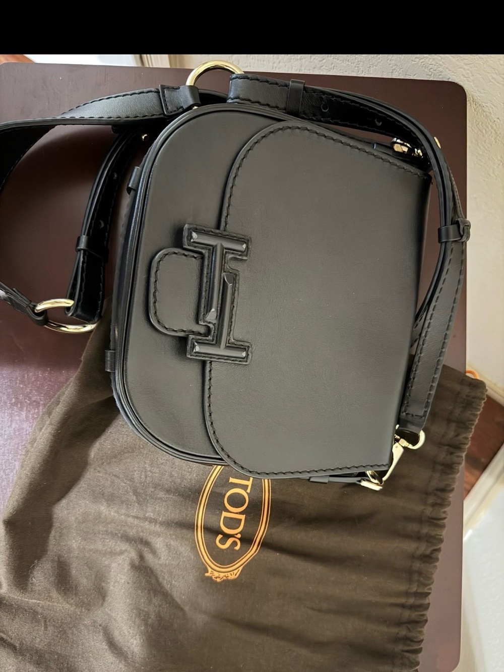 Tod's Black Leather Saddle Messenger